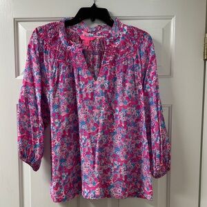 Lilly Pulitzer Vibrant Pink and Blue Blouse